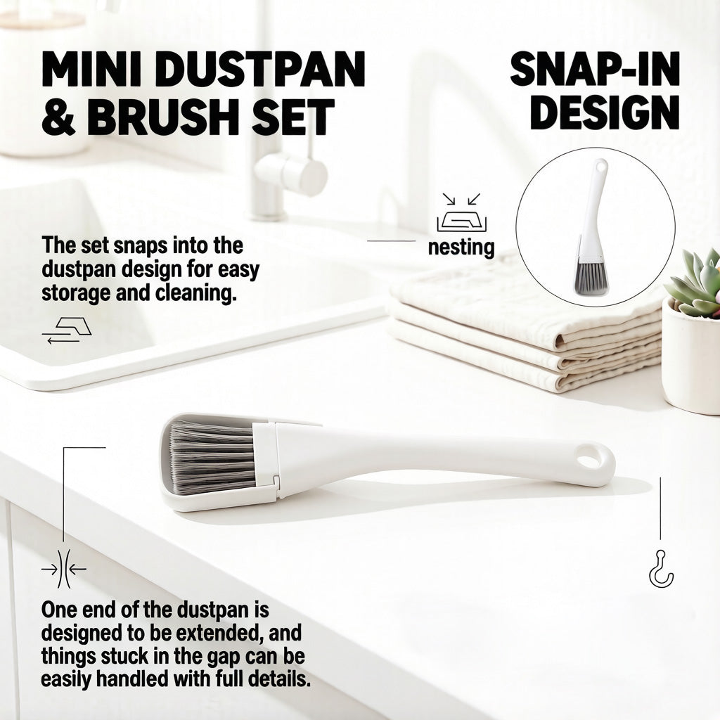 Harozen® Mini Brush & Dustpan Set – Compact Desktop Cleaning Tool
